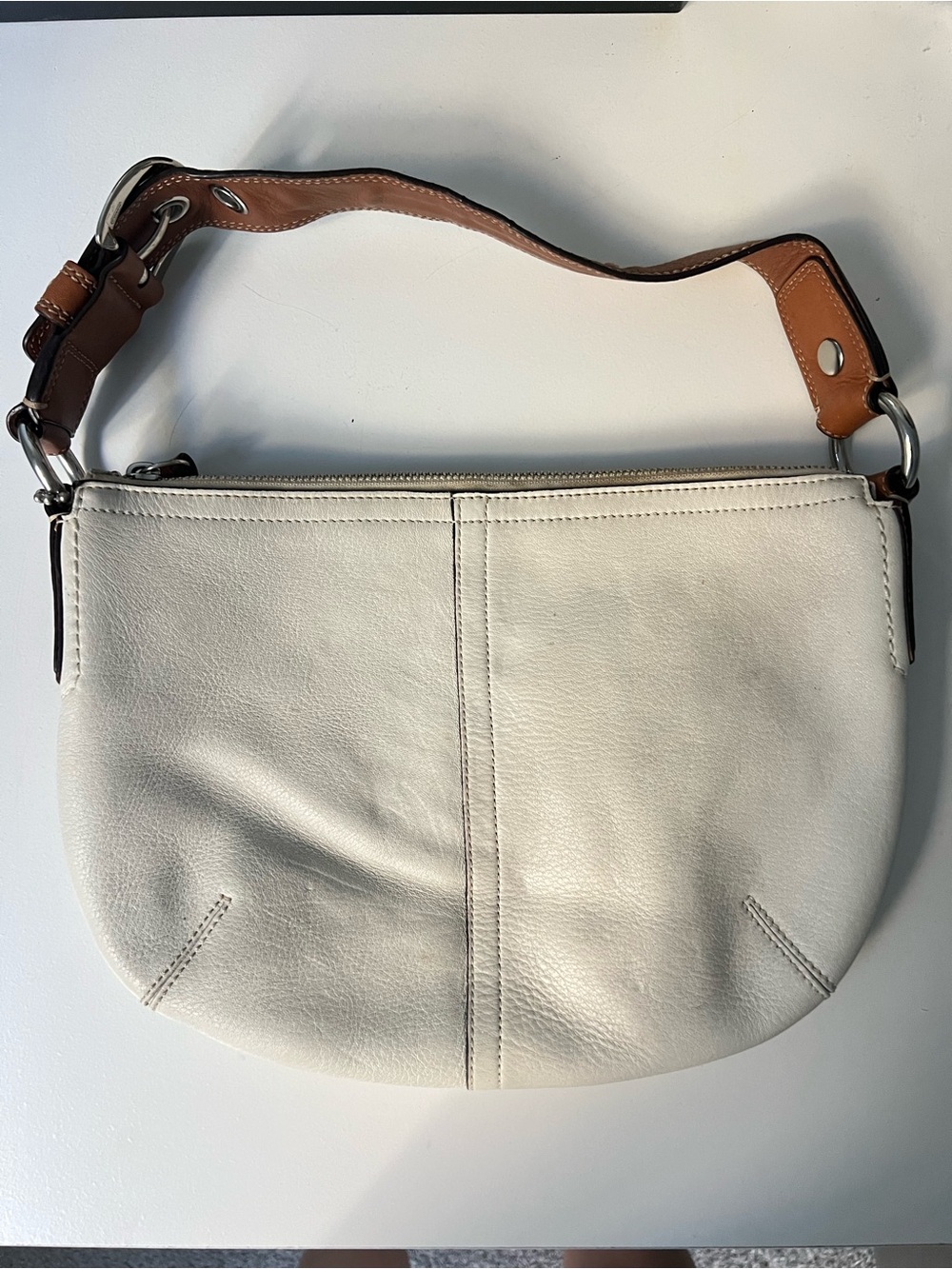 RELISTED White Leather Hobo Vintage Coach Shoulder Bag